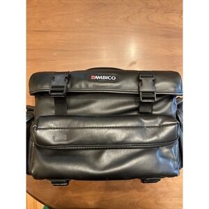 Vintage Large Black Ambico Leather Shoulder Carry Bag For Camera/Video Gear